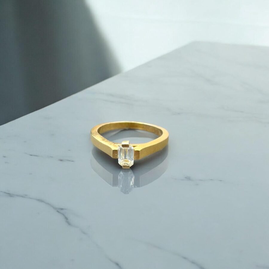 Ring with Emerald Cut Diamond - Elegant Engagement Ring, Minimalist Fine Jewelry, Unique Diamond Ring.minimalist jewelry.18K Gold - Image 5