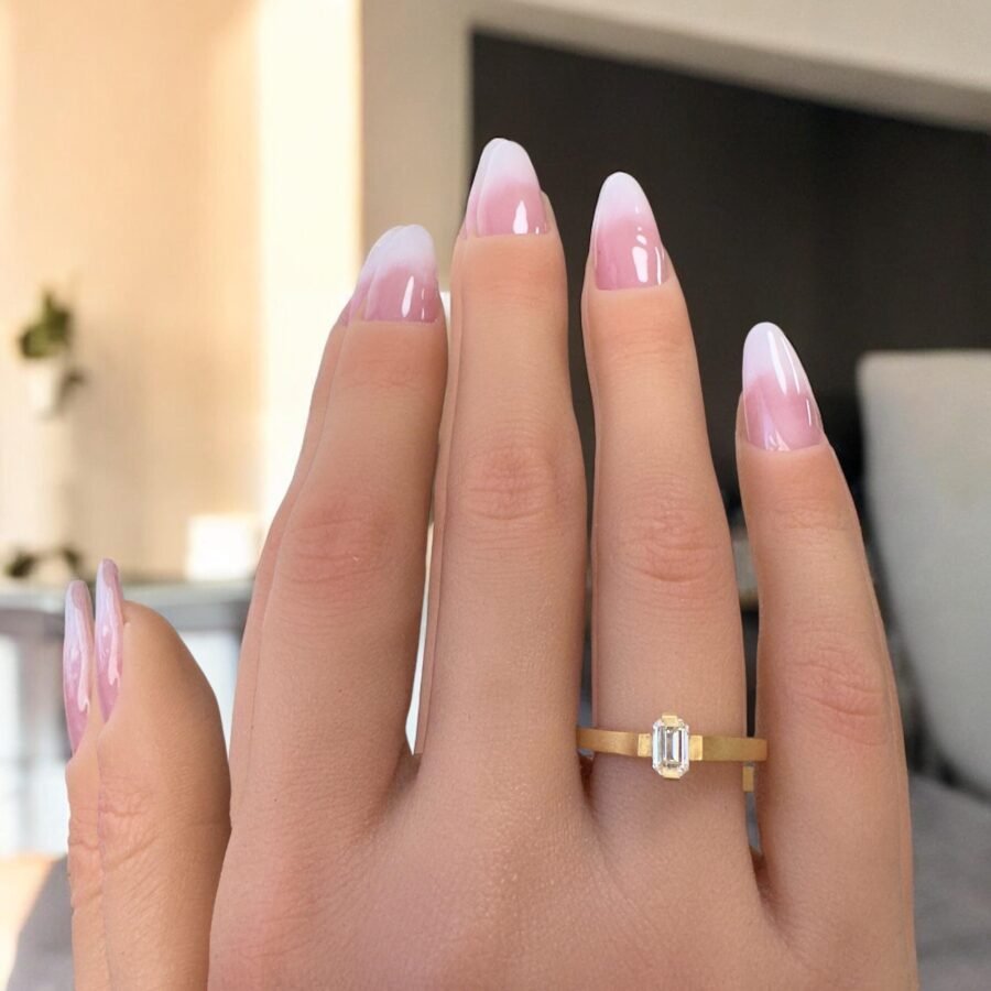 18K Gold Ring with Emerald Cut Diamond - Elegant Engagement Ring, Minimalist Fine Jewelry, Unique Diamond Ring.minimalist jewelry - Image 10