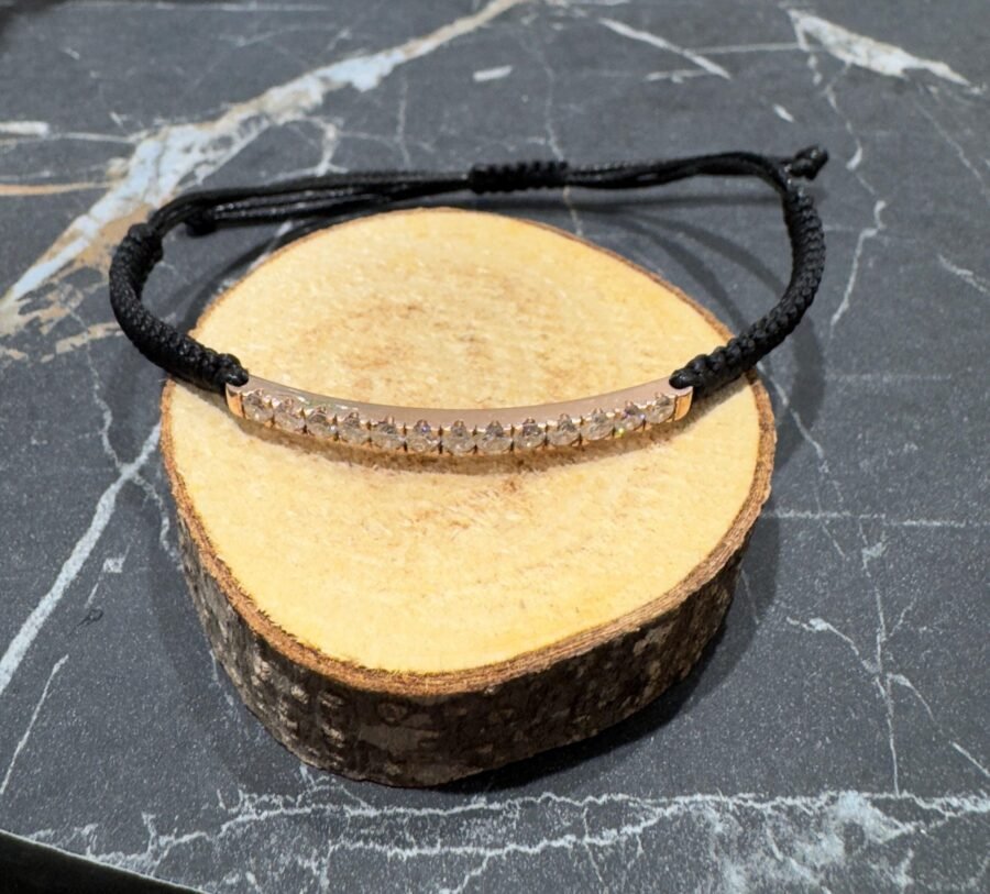 Men's Luxury Macrame Bracelet with 14K Gold Bar and Brilliant Diamond Row – Adjustable Handmade Jewelry, Perfect Gift for Him in 2024 - Image 9