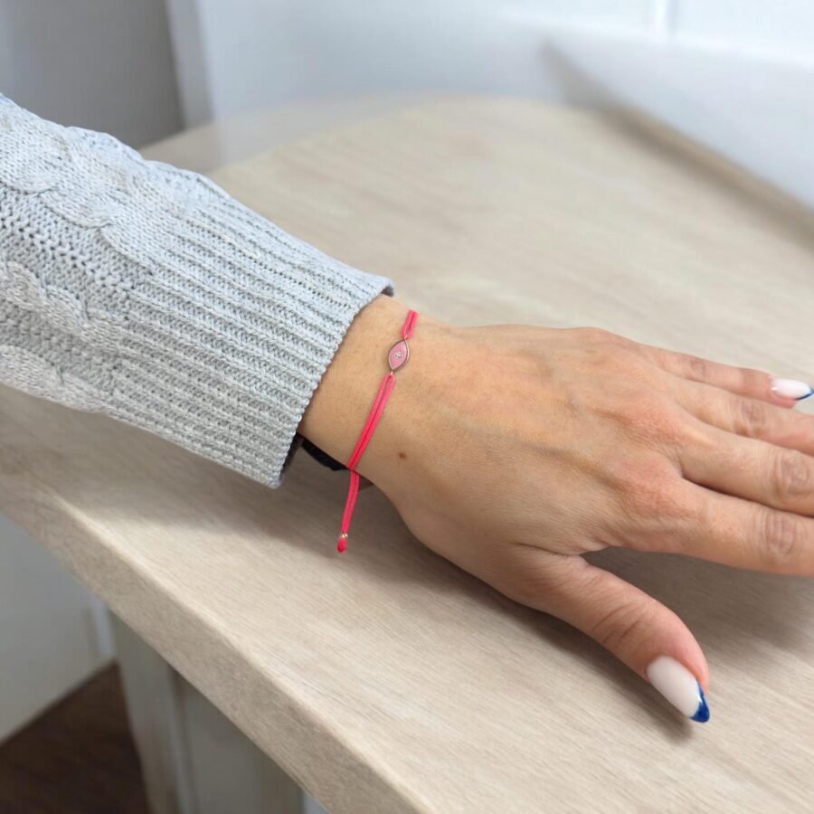 Pink Evil Eye Diamond Studded Thread Bracelet for Women  Adjustable Handmade Jewelry for Protection, Luck, and Everyday Style. - Image 2
