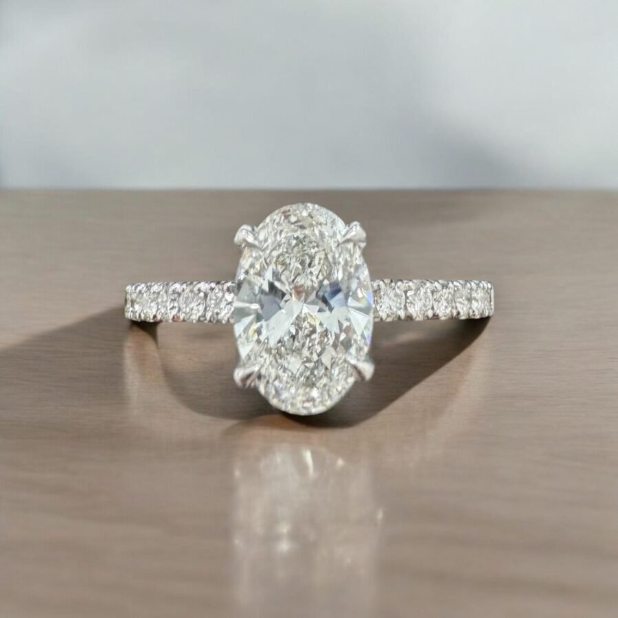 1.8 carat E VS1 IGI OVAL diamond pave, (E Color VS1 Clarity) lab-grown diamond, engagement ring . thats excaly what she wanted!!!!!!!