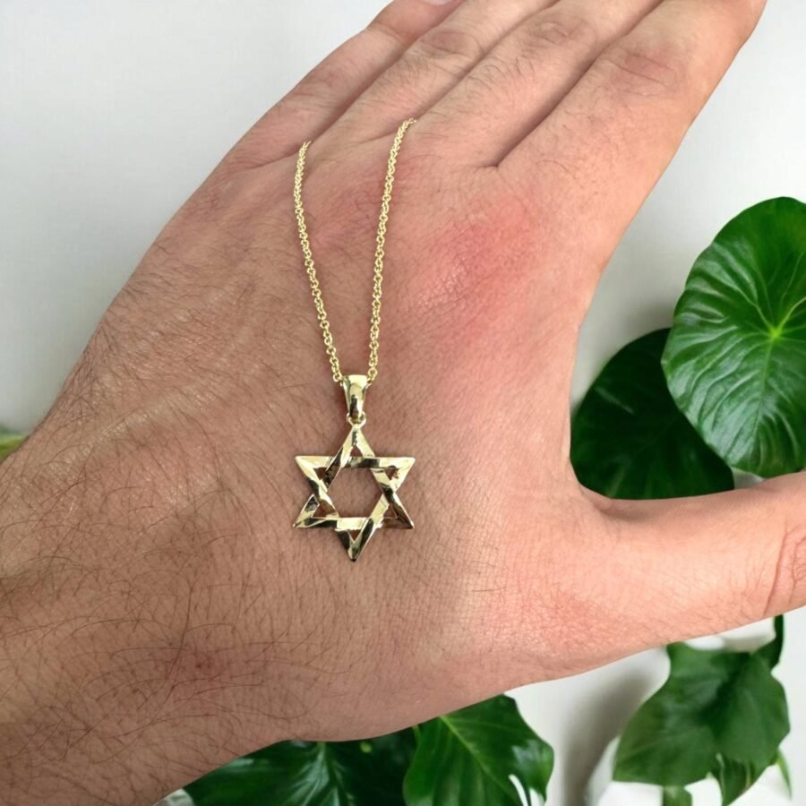14k Solid Gold Star of David Necklace for Men Jewish Symbol Jewelry Perfect Religious Gift for Him, Elegant and Meaningful Judaica Pendant - Image 3