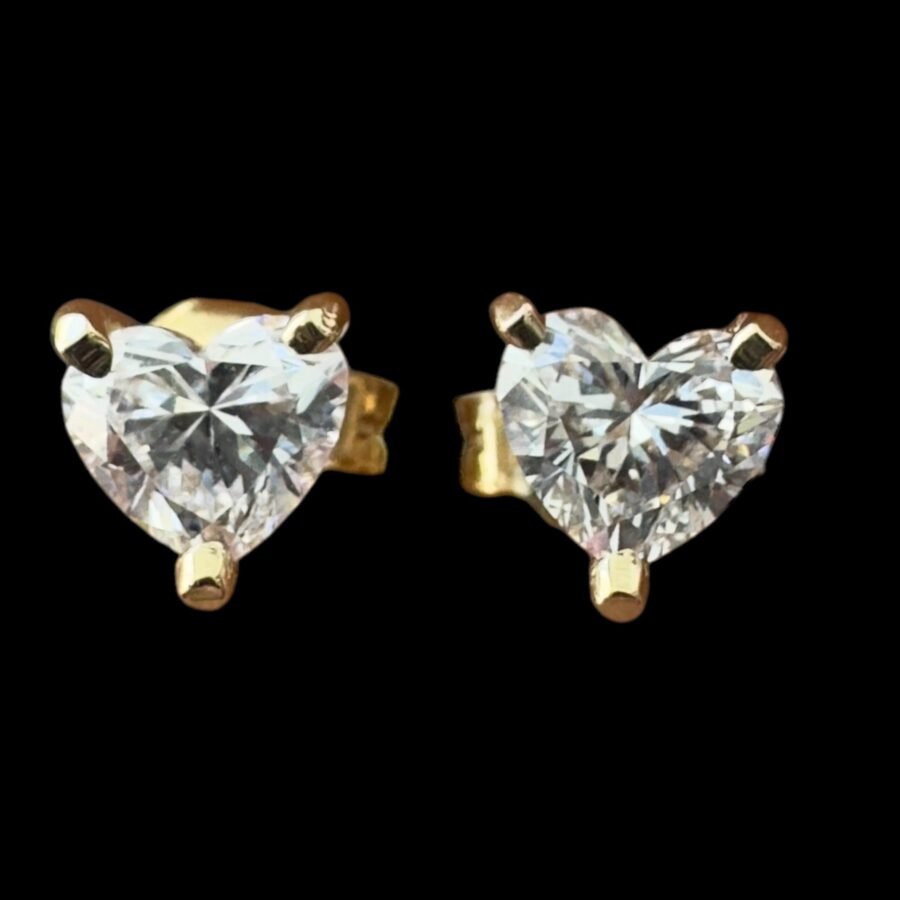 1 carat total Heart shape Diamond lab grown Stud Earrings  color D cleary VVS 14K Gold Minimalist Jewelry Sparkling Heart-Shaped Earrings - Image 5