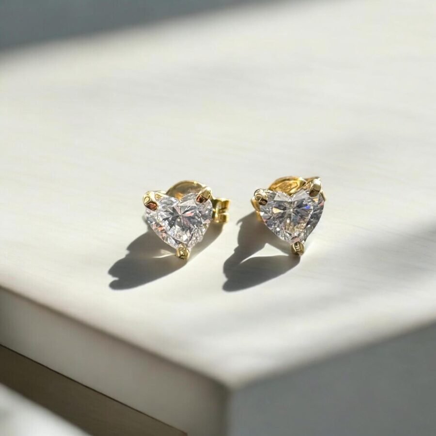 1 carat total Heart shape Diamond lab grown Stud Earrings  color D cleary VVS 14K Gold Minimalist Jewelry Sparkling Heart-Shaped Earrings - Image 3