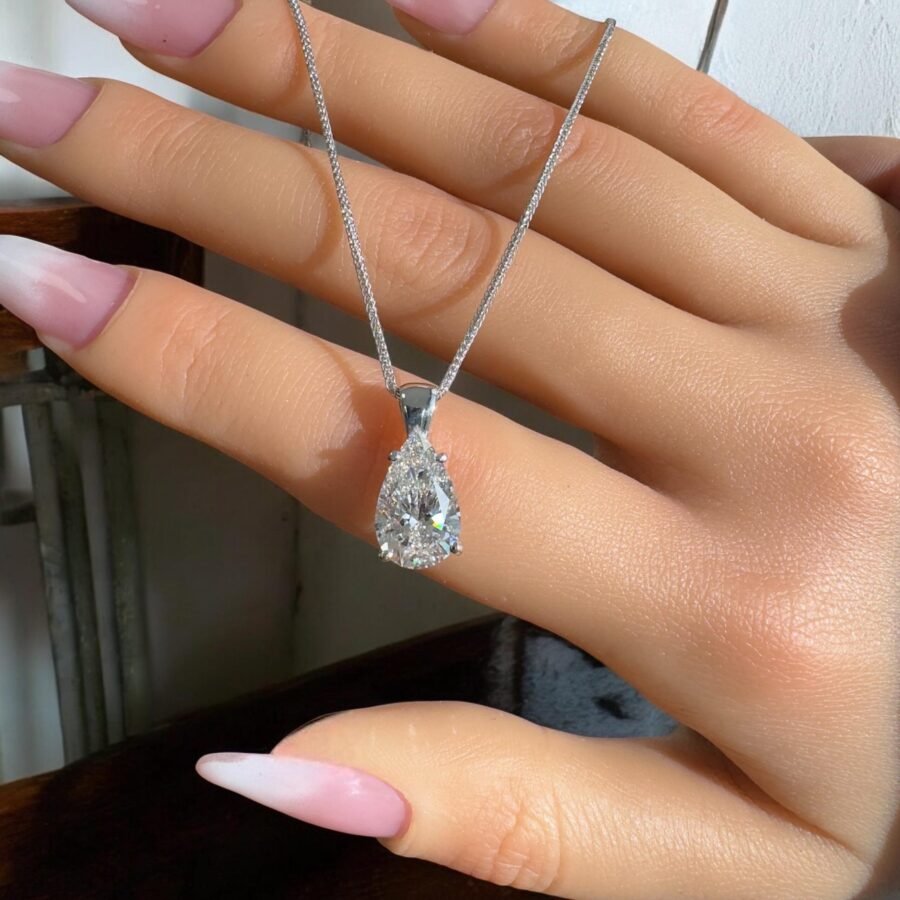 3 CARAT E VS1 IGI Pear shape Diamond pendant Necklace Pear Shaped diamond necklace (E Color VS1 Clarity) lab-grown diamond - Image 4