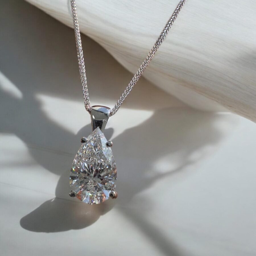 3 CARAT E VS1 IGI Pear shape Diamond pendant Necklace Pear Shaped diamond necklace (E Color VS1 Clarity) lab-grown diamond
