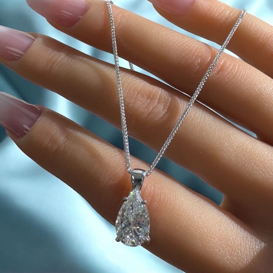 3 CARAT E VS1 IGI Pear shape Diamond pendant Necklace Pear Shaped diamond necklace (E Color VS1 Clarity) lab-grown diamond - Image 6
