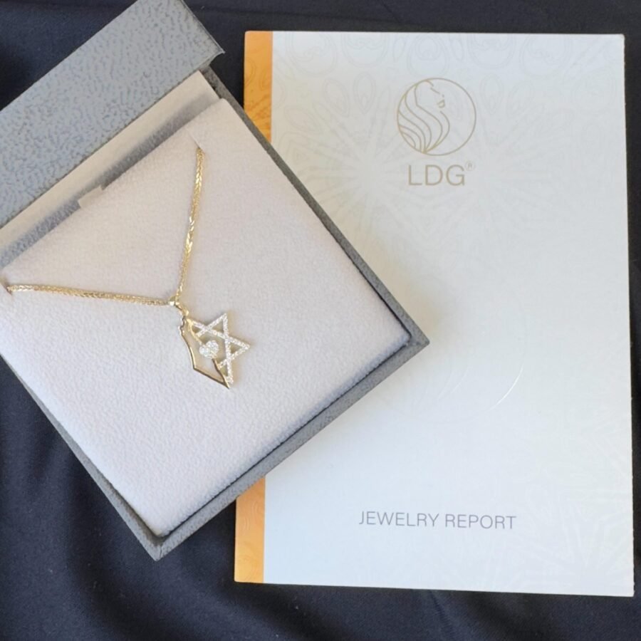 14k Gold Star of David Necklace with Israel Map and Diamond-Accented Heart Pendant,Judaica Jewelry for Women, Bat Mitzvah Gift, - Image 3