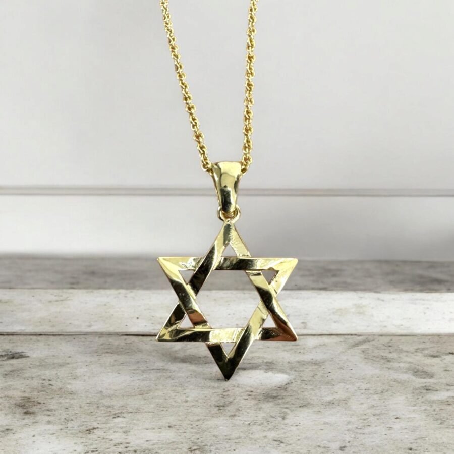 14k Solid Gold Star of David Necklace for Men Jewish Symbol Jewelry Perfect Religious Gift for Him, Elegant and Meaningful Judaica Pendant