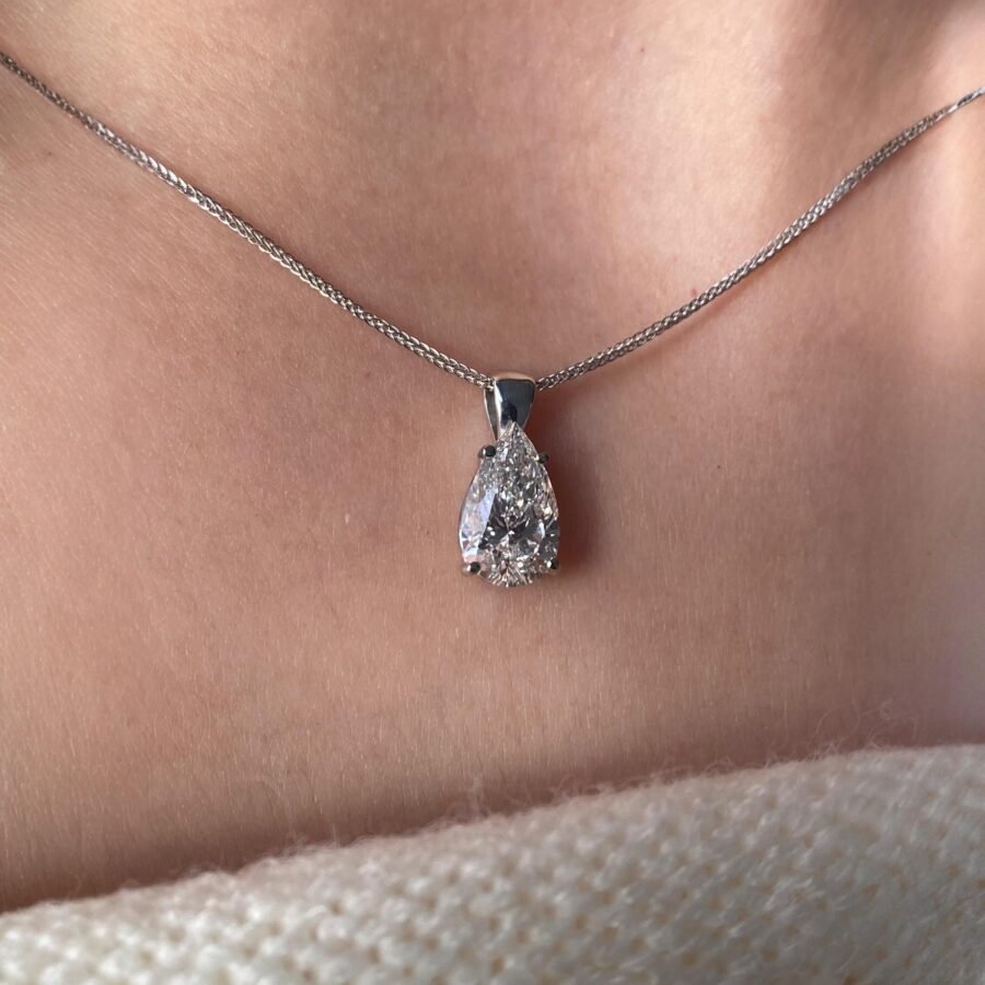 3 CARAT E VS1 IGI Pear shape Diamond pendant Necklace Pear Shaped diamond necklace (E Color VS1 Clarity) lab-grown diamond - Image 3