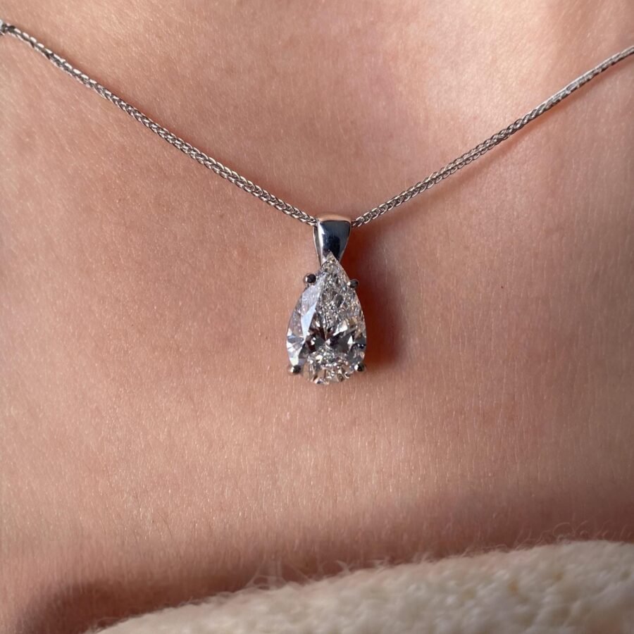 3 CARAT E VS1 IGI Pear shape Diamond pendant Necklace Pear Shaped diamond necklace (E Color VS1 Clarity) lab-grown diamond - Image 5