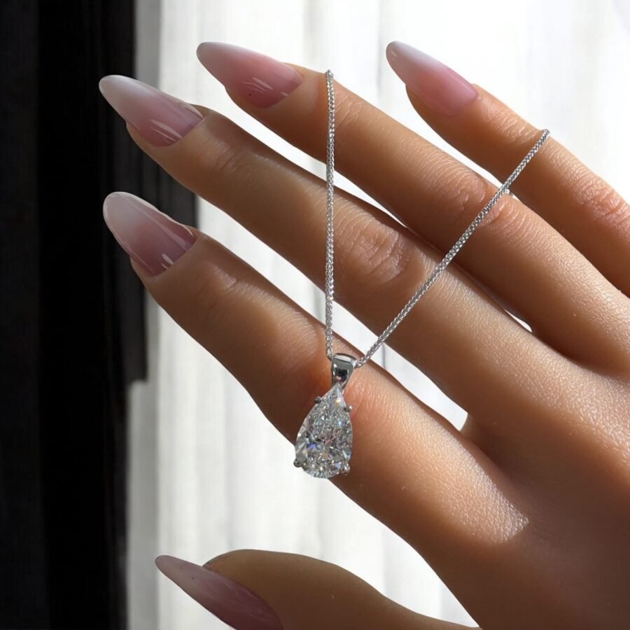 3 CARAT E VS1 IGI Pear shape Diamond pendant Necklace Pear Shaped diamond necklace (E Color VS1 Clarity) lab-grown diamond - Image 7